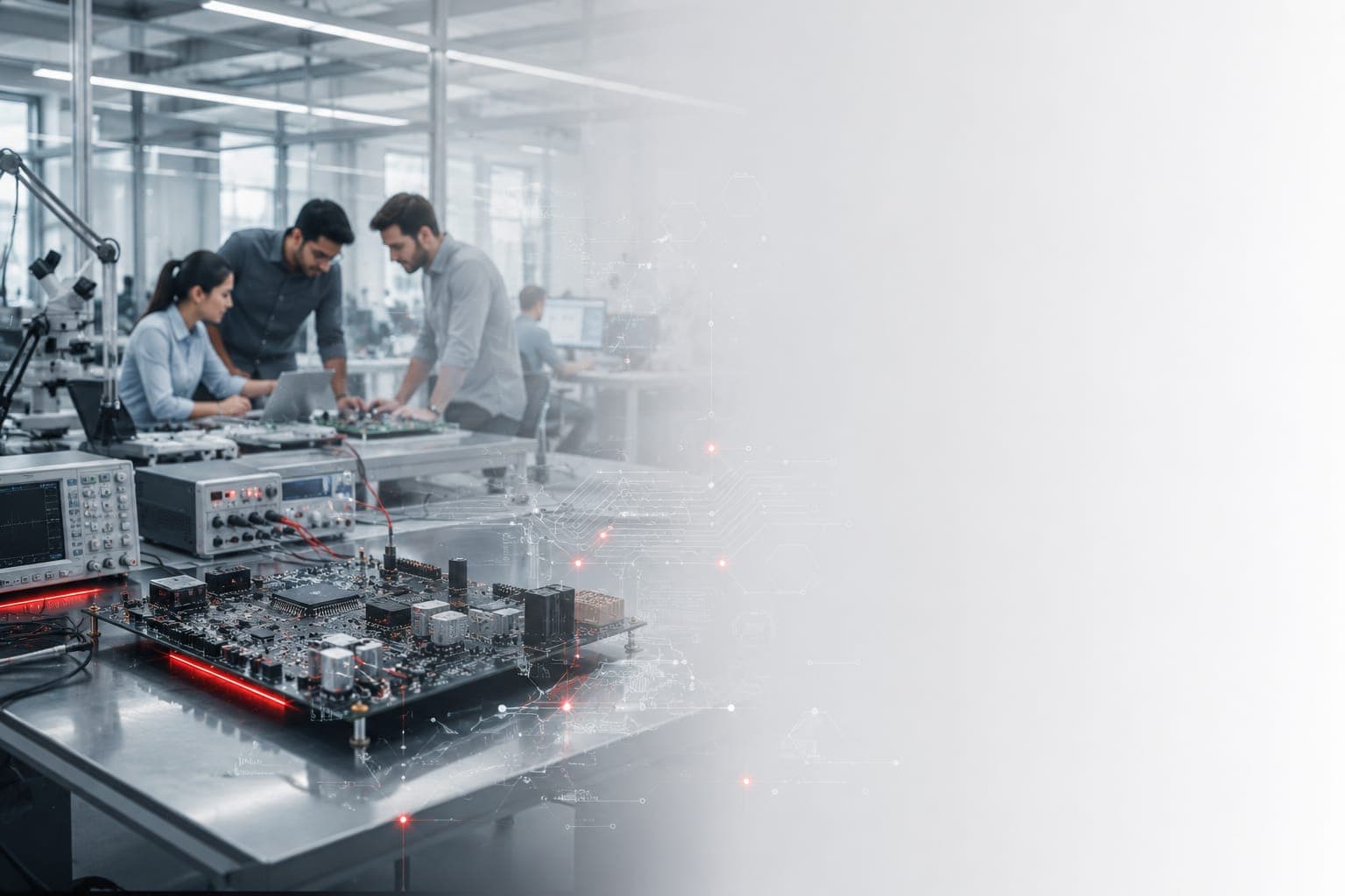 Our engineering team at work in the lab